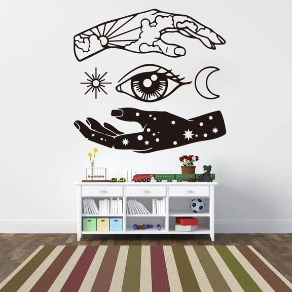 Space Hand Wall Sticker Bedroom Living Room Eye Hand Moon Star Sky Cloud Wall Decal Sofa Kids Room Home Decor 56cmx53cm