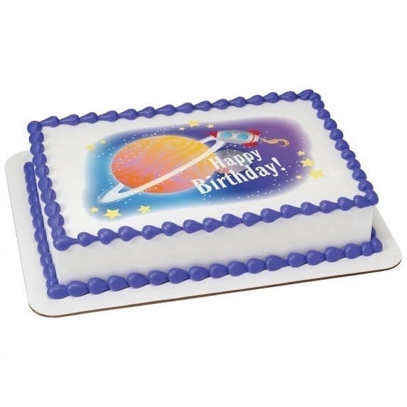 Space Happy Birthday Edible Icing Image Cake Topper, by Tnct. - Walmart.com