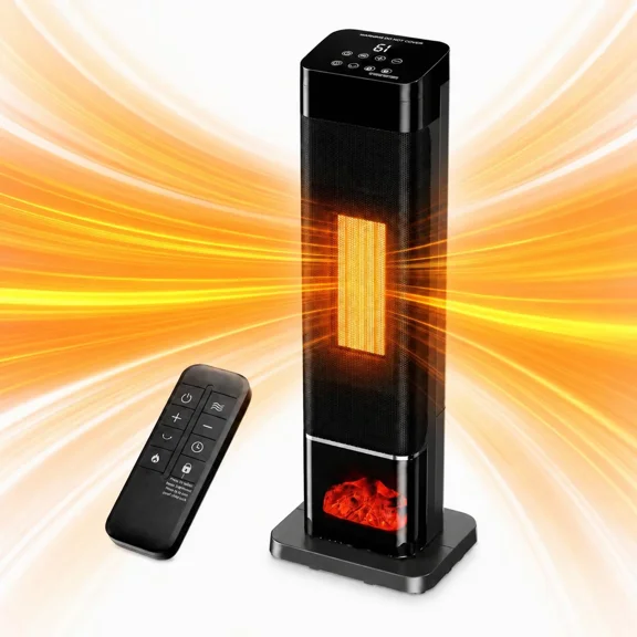Space Heater, 1500W Electric Heaters for Large Room, Bedroom, Office and Indoor Use with ECO, Overheating & Tip-Over Protection, Tower Heaters