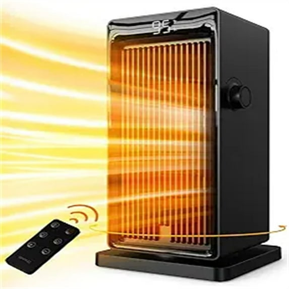 Space Heater, 1500W Space Heaters for Indoor Use Electric Heater for Bedroom, tat 90° Oscillating 24H Timer, Fast Heating, Remote Control, for Home Office Room