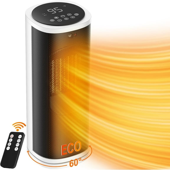 Space Heater, 16 Inch Portable Electric Heaters for Indoor Use with Thermostat, 60Oscillation, 12H Timer, Fast Heating Ceramic Heaters with Remote, 1500W Room Heater for Bedroom Home Office