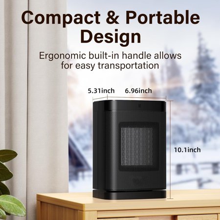 Space Heater, 2025 Upgraded Portable Electric Heaters for Indoor Use with Thermostat and Remote, LED Touch-screen, 12H Timer, 3 Mode, 1500W PTC Ceramic Fast Safety Heat for Office Home