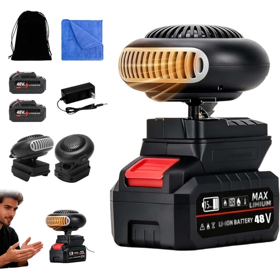 Space Heater,3000mAh Rechargeable Battery Powered Space Heater, Ultra-Light/Ultra-Powerful/360-Degree Rotation/Anti Tilt Design, for Camping/Indoor/Car Defroster