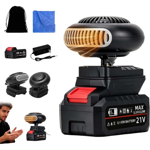 Space Heater,3000mAh Rechargeable Battery Powered Space Heater, Ultra-Light/Ultra-Powerful/360-Degree Rotation/Anti Tilt Design, for Camping/Indoor/Car Defroster