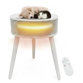 Space Heater, Ceramic Side Table Heater with Remote, Electric Heater for Indoor Use with ECO Mode, Oscillation, 12-Hour Timer, LED Ambience Light, Overheat & Tip-Over Protection