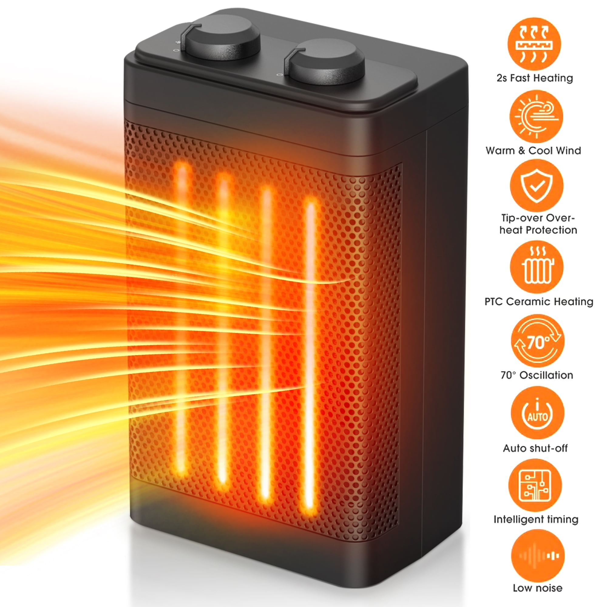 Space Heater Digital Electric Heater with Thermostat Small Portable Oscillating Ceramic Heater