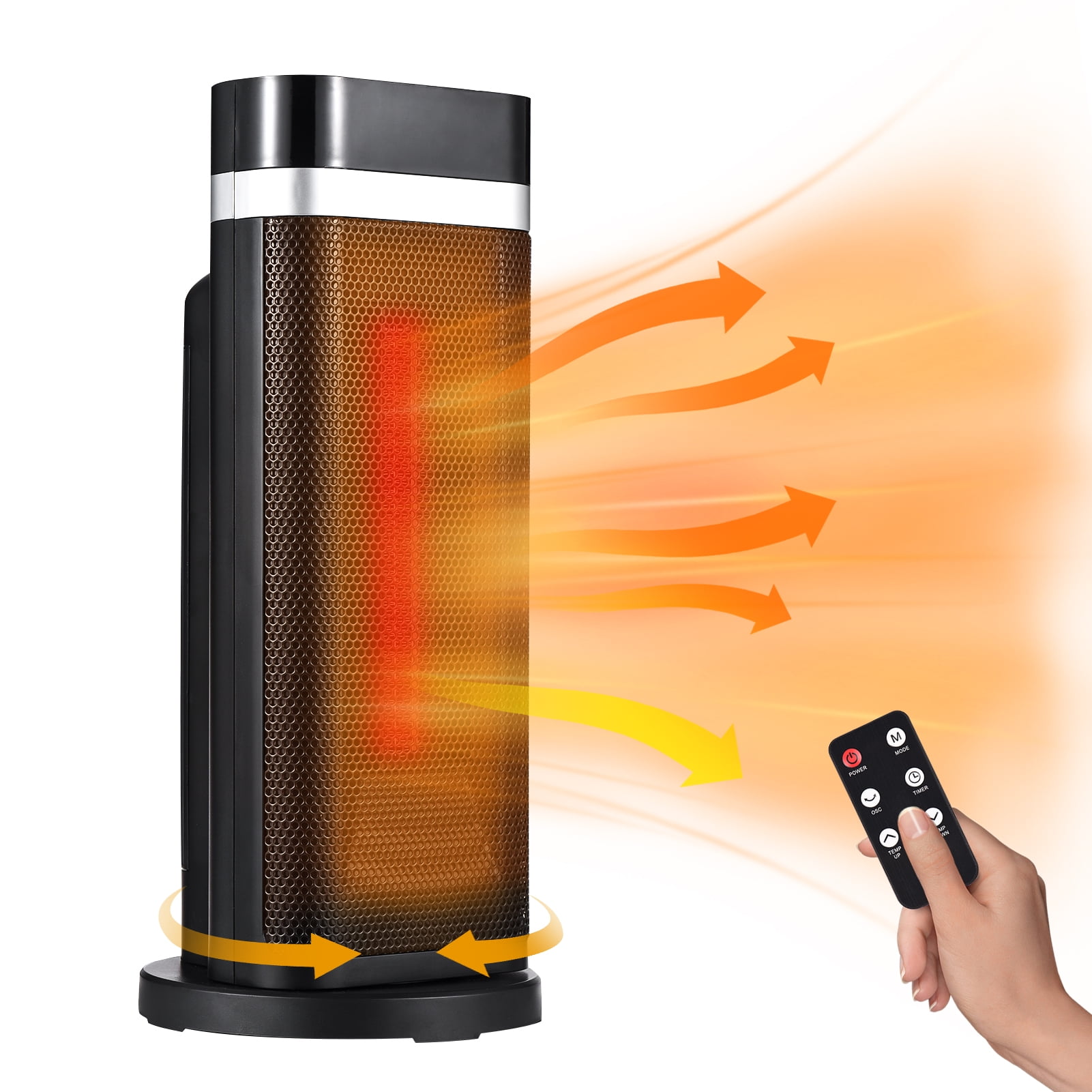 Space Heater Portable Heaters 750W(LOW)/1500W(HIGH) Ceramic Heater Fan 4 Modes 12h Timer with Safe Overheating and Tip Over Protection Heating Settings for Bedroom, Office, Indoor