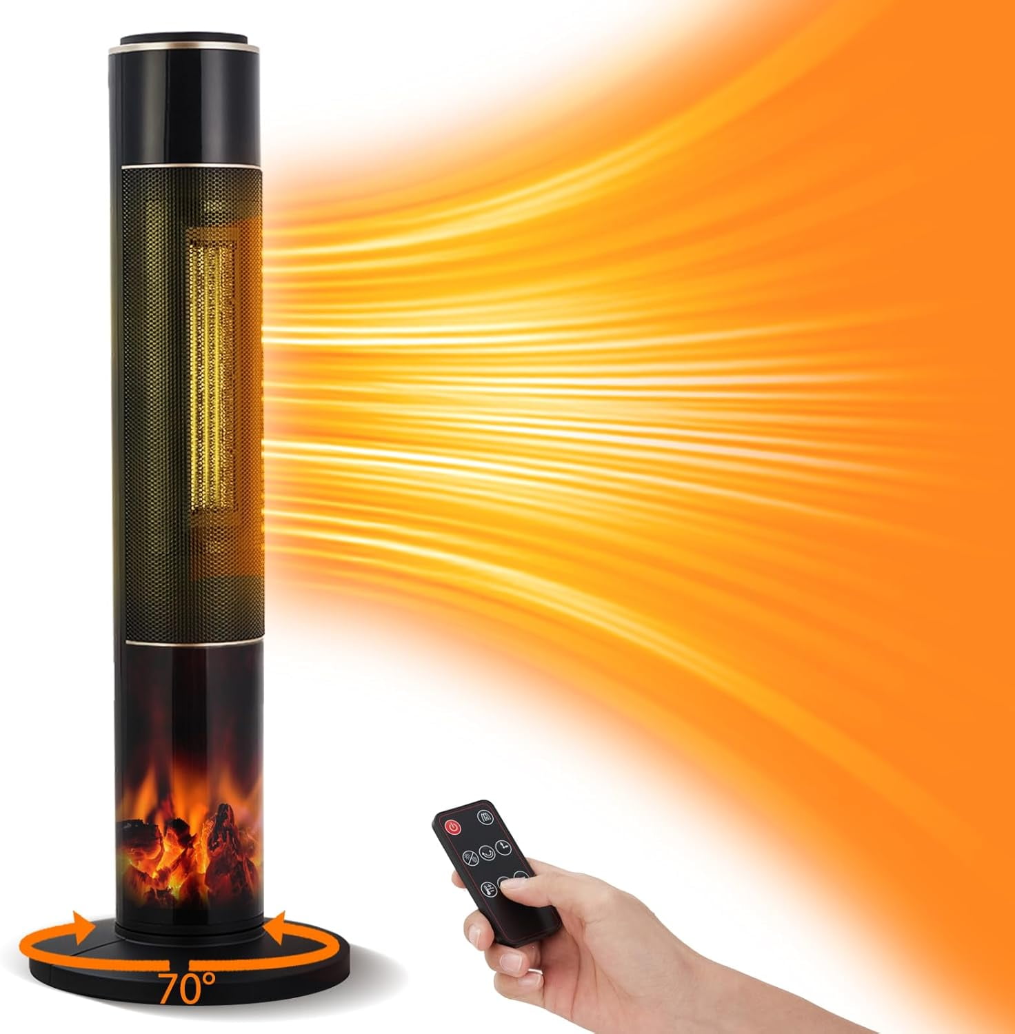 Indoor Electric Heater For Large Room Space Heater Indoor, 34" Electric Heater Large Room with Flame, 12H