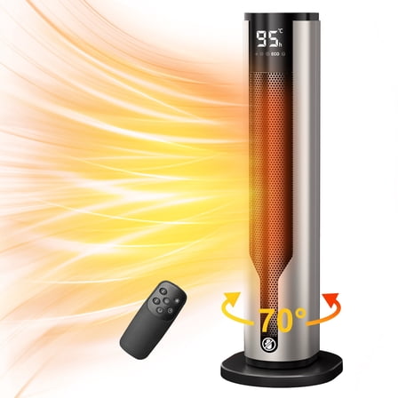 ATUPEN Space Heater, 1500W PTC Electric Heater with Thermostat, 70° Oscillation Timer for Indoor Bedroom