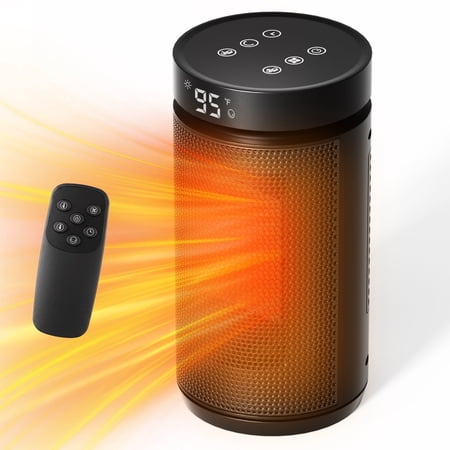 QI-EU 1500W Space Heater, Remote 70° Oscillation 12H Timer for Bedroom