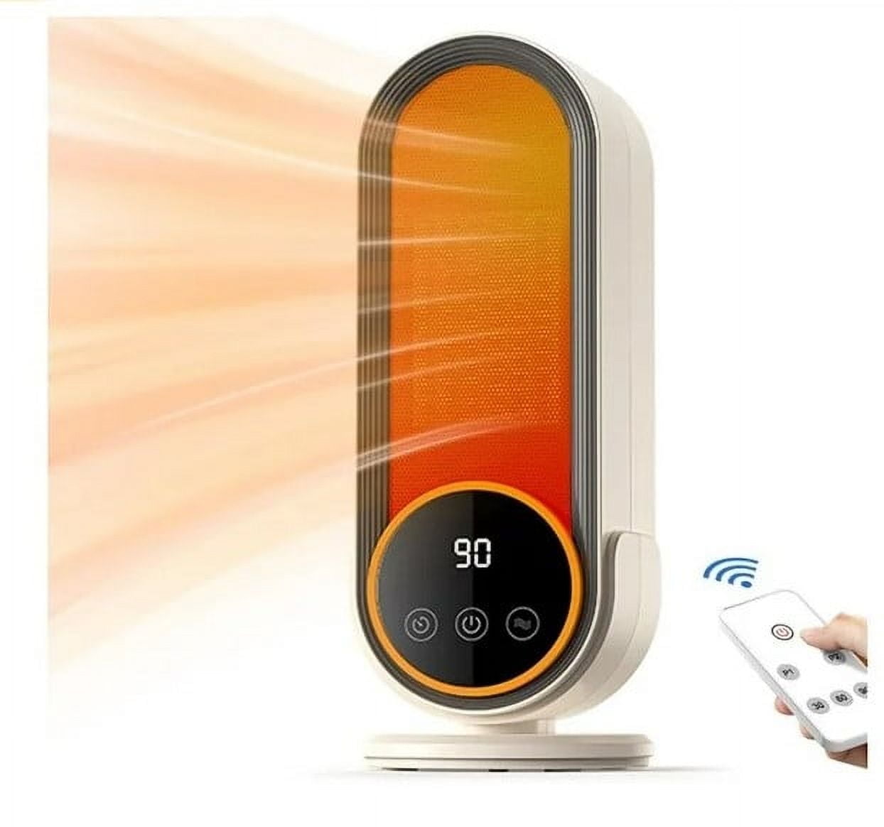 Space Heater Indoor - Energy Efficient Portable Heater with Adjustable Thermostat,1200W PTC Rapid Heating Ceramic Technology with Remote,Intelligent Timing, Ideal for Home and Office Use