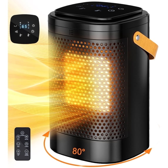 1500W Electric Portable Space Heater, Multi-Modes, Thermostat, 12H Timer, 80° Oscillation, Overheat Protection