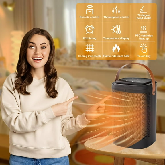 Space Heater Indoor, Portable Electric Heaters for Indoor Use 1500W with Thermostat 12H Timer, Multi-Modes, 80 Oscillation, Overheat Protection PTC Fast Heating for Office Bedroom Home