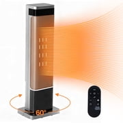 EDX 24" Space Heater for Indoor Use, Fast Heating Electric Heater with 60° Oscillation, Thermostat & Remote, Safety Overheat & Tip-Over Protection, Portable for