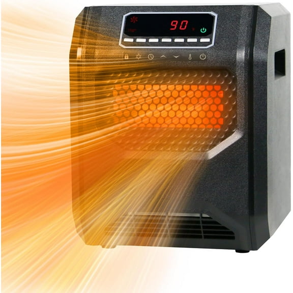 Space Heater for Indoor Use RealSmart 1500W Electric Heater Remote Control Infrared Heater Office Large Room 3 Heating Modes LED Display Overheat Tip Over Protection