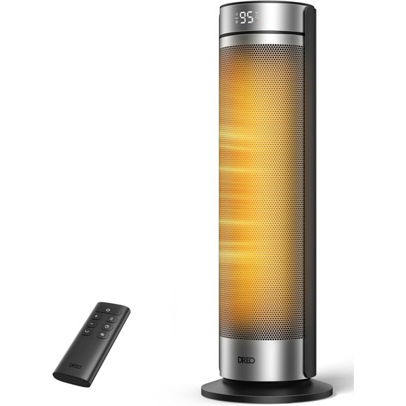 Space Heater for Large Room, 23 Inch Electric Heaters Indoor Use, 8 Safe Protection Tower, 70 Oscillation, PTC Ceramic with Thermostat and Remote, Quiet, 12H Timer, Bedroom, Office