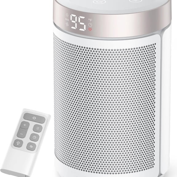 Space Heater, Portable Electric Heaters for Indoor Use with tat and Remote, 2024 Upgraded, Digital Display, 12H Timer, 5 Mode, 1500W PTC Ceramic Fast ty Heat for Office Bedroom Home