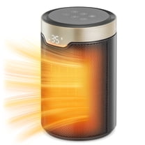 FOHERE Small Space Heater, Portable Electric Heaters for Indoor Use with Thermostat, 24H Timer, Auto-off Function, 5 Modes, 1500W PTC Electric Heater, Fast Heating for Office, Bedroom, Small Room