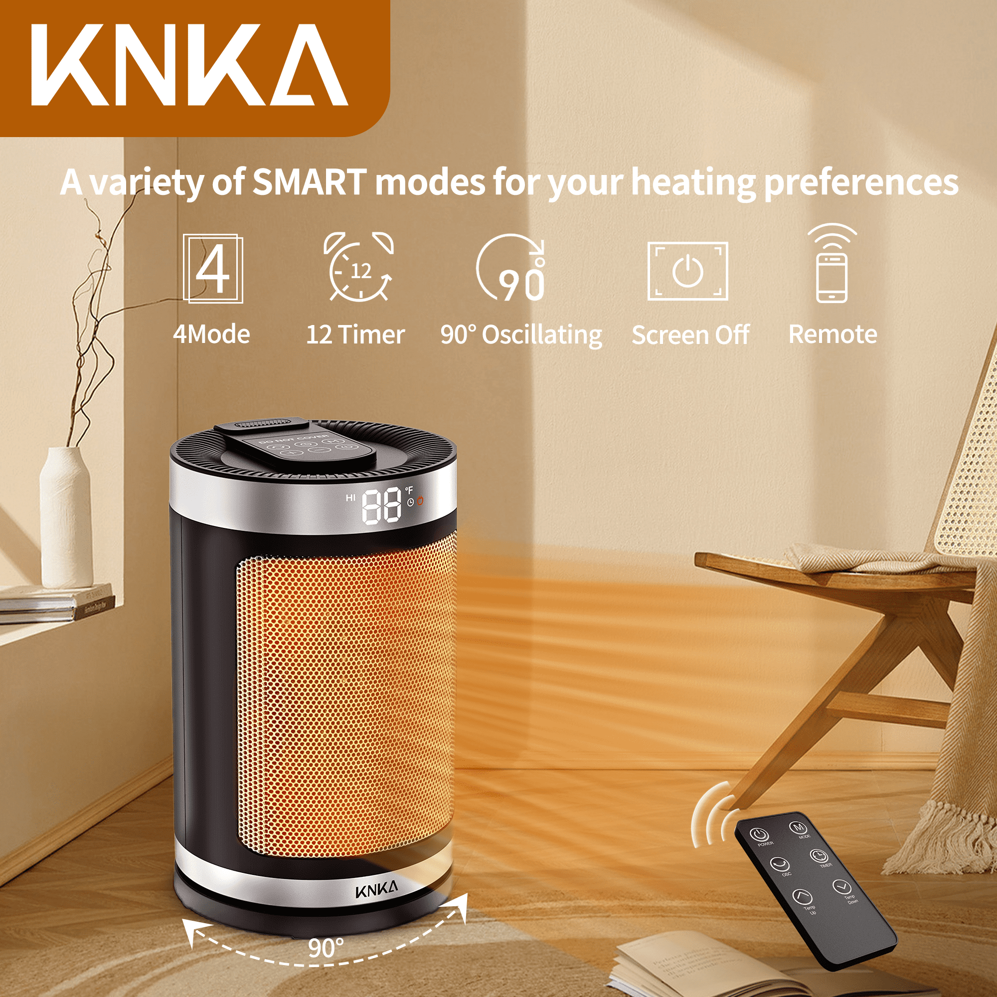 Space Heaters for Home, Portable Heater with Thermostat, 1500W Fast