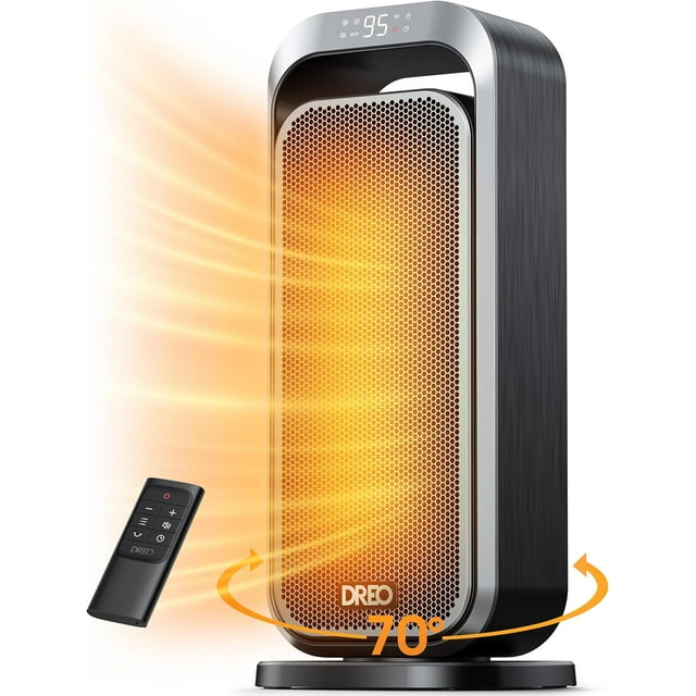 Space Heaters for Indoor Use, 1500W Electric Heater with Remote, PTC Ceramic Heater with Thermostat, 12H Timer, 70° Oscillation, Digital Display, Fast Safety Room Heater for Home Bedroom Office