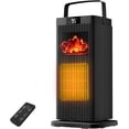 thumbnail image 1 of Space Heaters for Indoor Use, 1500w Portable Electric Heaters for Bedroom, PTC Ceramic Heater with 4 Mode, 12h Timer, 3D Flame Fireplace Heater, Overheat Protection, Safety Heat for Room, Office, 1 of 8