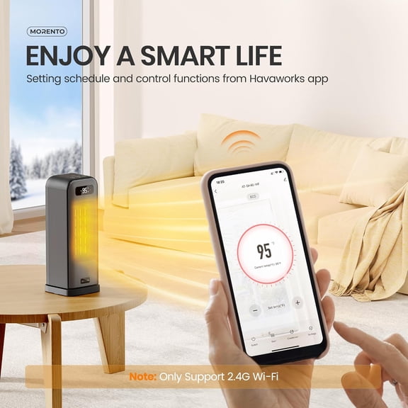 Space Heaters for Indoor Use, Portable Electric with Thermostat, Smart and Voice Control, 1500W PTC Ceramic Safety, 36dB Quiet Smart Heaters for Office Bedroom Home Black 1Pack