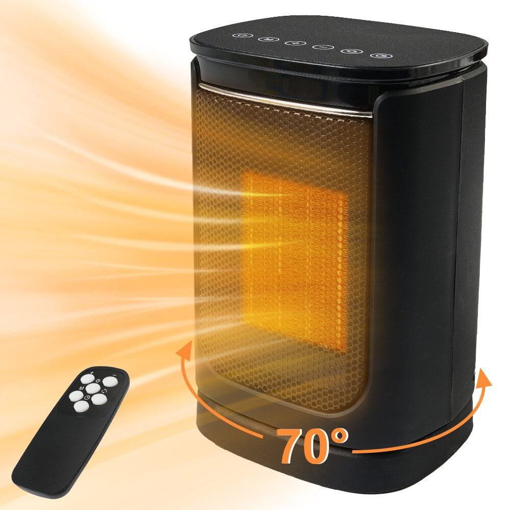 Aozrynl Small Space Heater Electric Portable Heater Fan For Office Desktop  And Kitchen, Battery Powered 12V Cordless,Overheat Protection For Safe Use  - Black 