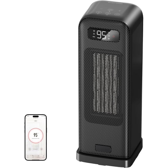 Space Heaters for Indoor Use, Smart Portable Electric Heater with Thermostat, WiFi and Voice Control, 12H Timer, 4 Modes, 36dB 1500W PTC Ceramic Safety Heat Office Bedroom Home 1Pack Black