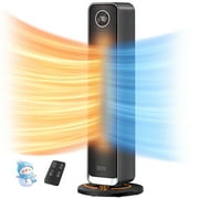 Space Heater Indoor, 25" Electric Heaters with Remote, 75° Oscillation, ECO Mode, 12H Timer, 30dB Quiet Heating, Safe Energy Efficient Heaters for Large Room, Bedroom