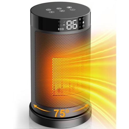 FRESHDEW Space Heaters for inside, 1500W PTC Ceramic Heater for Home with Thermostat ECO Mode Timer Overheat Protection and 75°Oscillating