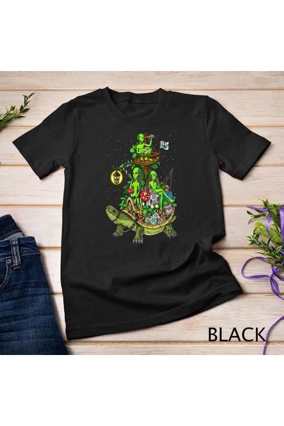 Space Hippie Riding Turtle Ufo Cosmic T-Shirt