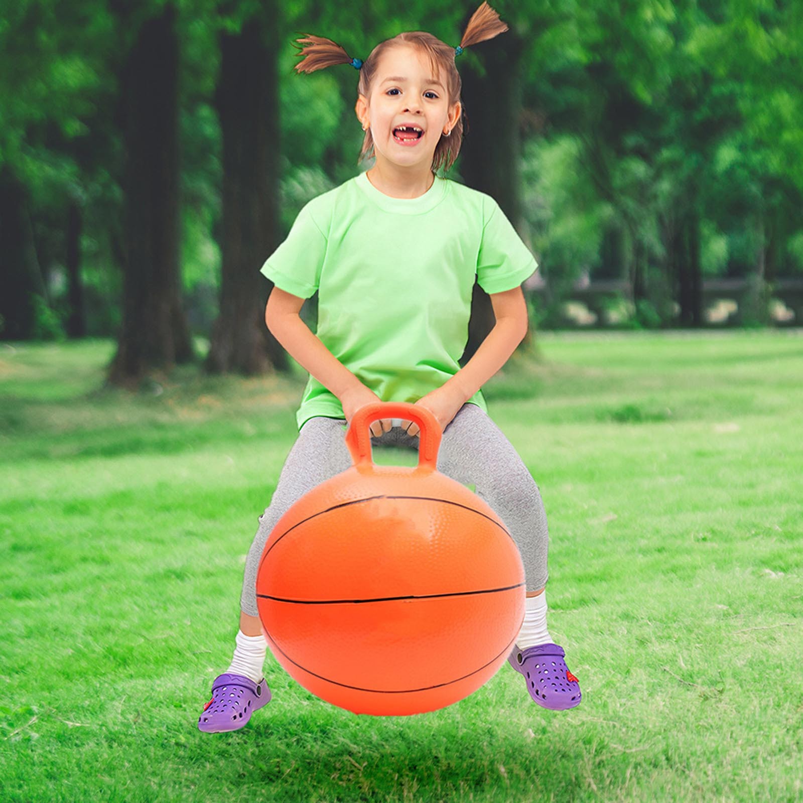 Space Hopper Ball With Pump In Basketball Style 18in 45cm Diameter 