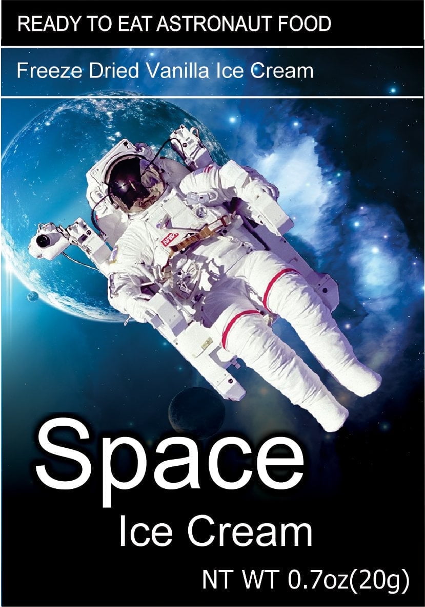 Space Ice Cream — Vanilla Flavor (5 Packs), Freeze-Dried Ice Cream (5x0.7oz) 5 Bags, Made from Real Milk