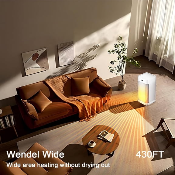 Space Indoor - Energy Efficient Portable with Adjustable Thermostat,1200W PTC Rapid Heating Ceramic Technology with Remote,Intelligent Timing (White, LW012)