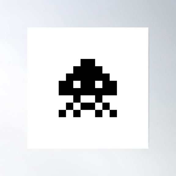 Space Invader Character Sticker Poster Wall Art, Modern Wall Decor, 16x16 UNFRAMED