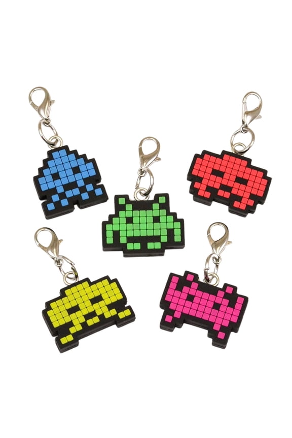 Space Invaders Aliens Zipper Pulls Unique Video Game Accessories | 5-Piece Set