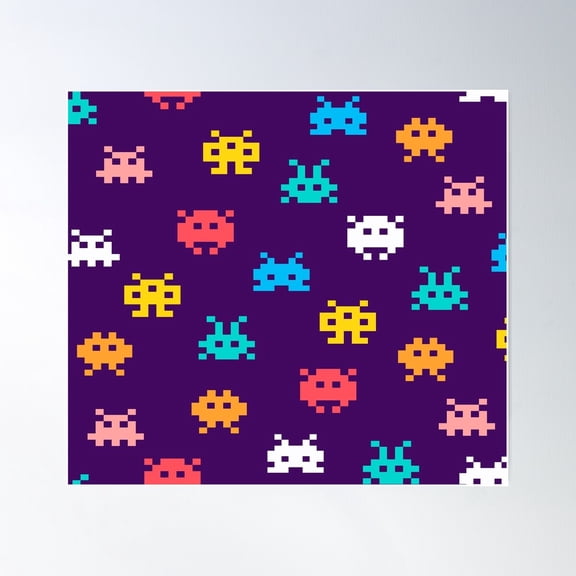 Space Invaders Are Coming To Rescue Poster Wall Art, Modern Wall Decor For Living Room Bedroom, 8x12 UNFRAMED