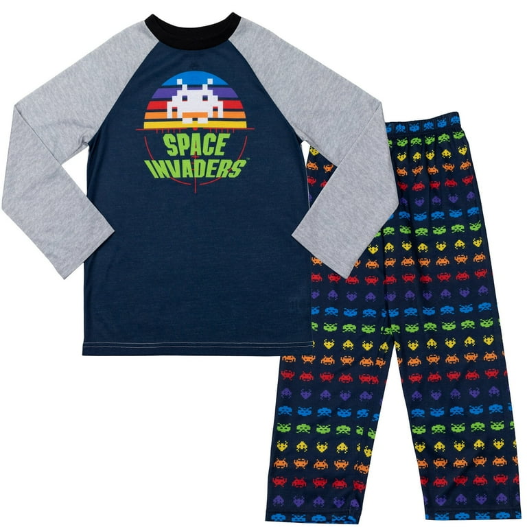 Space Invaders Little Boys Pajama Shirt and Pants Sleep Set