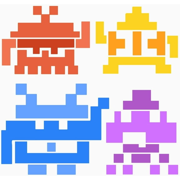 Space Invaders Stencil 11.8x11.8 inch Hollow Out Block Alien Painting Stencil 4 Style Aliens Craft Stencil Reusable Wall Alternative Stencil