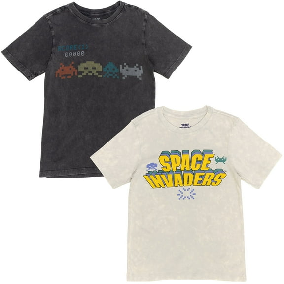 Space Invaders Video Game Big Boys 2 Pack T-Shirts Little Kid to Big