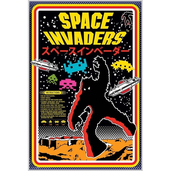 Space Invaders Video Game Poster - 24.5" x 36.5" Laminated