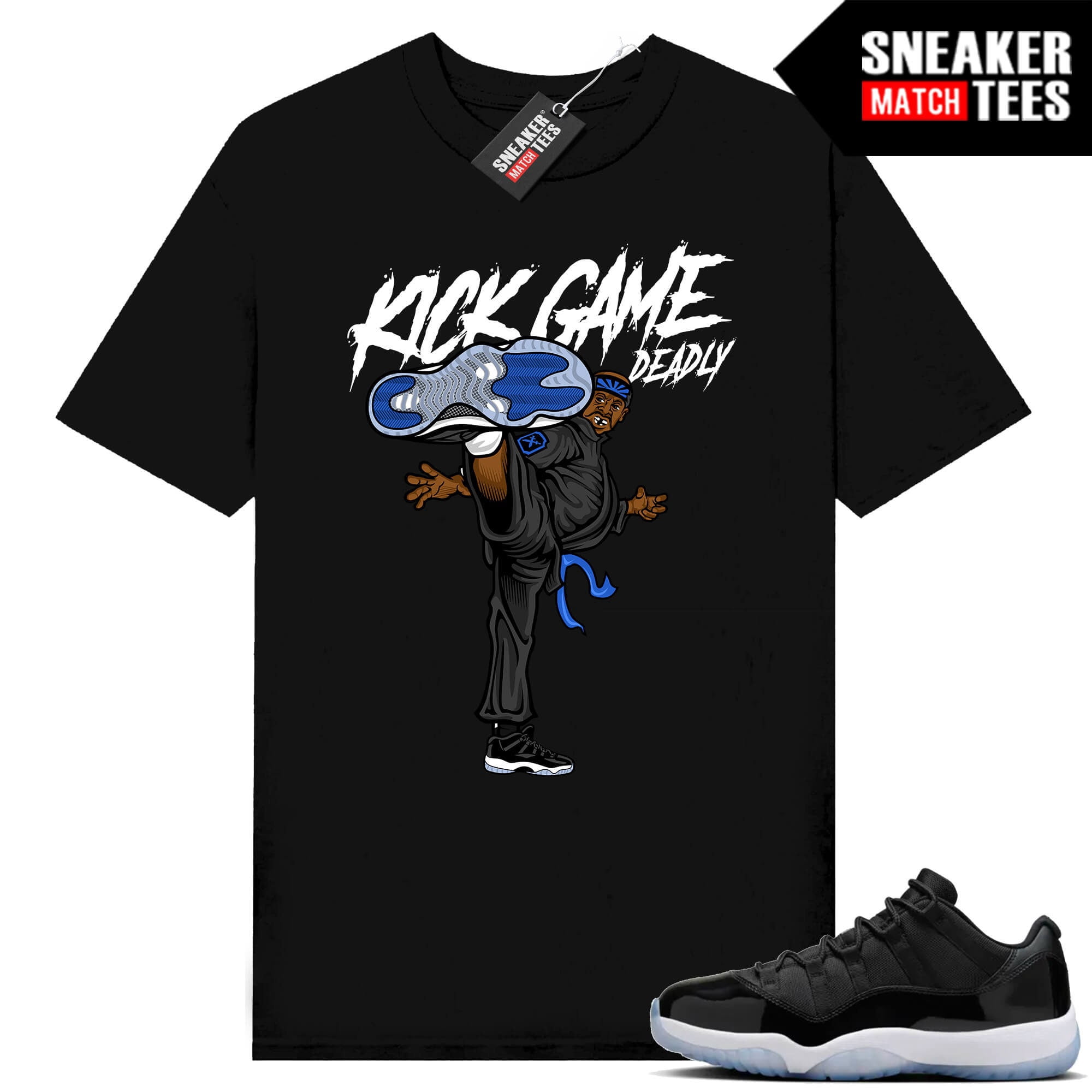 Space jam 11 low to match sneaker match tees black kick game deadly