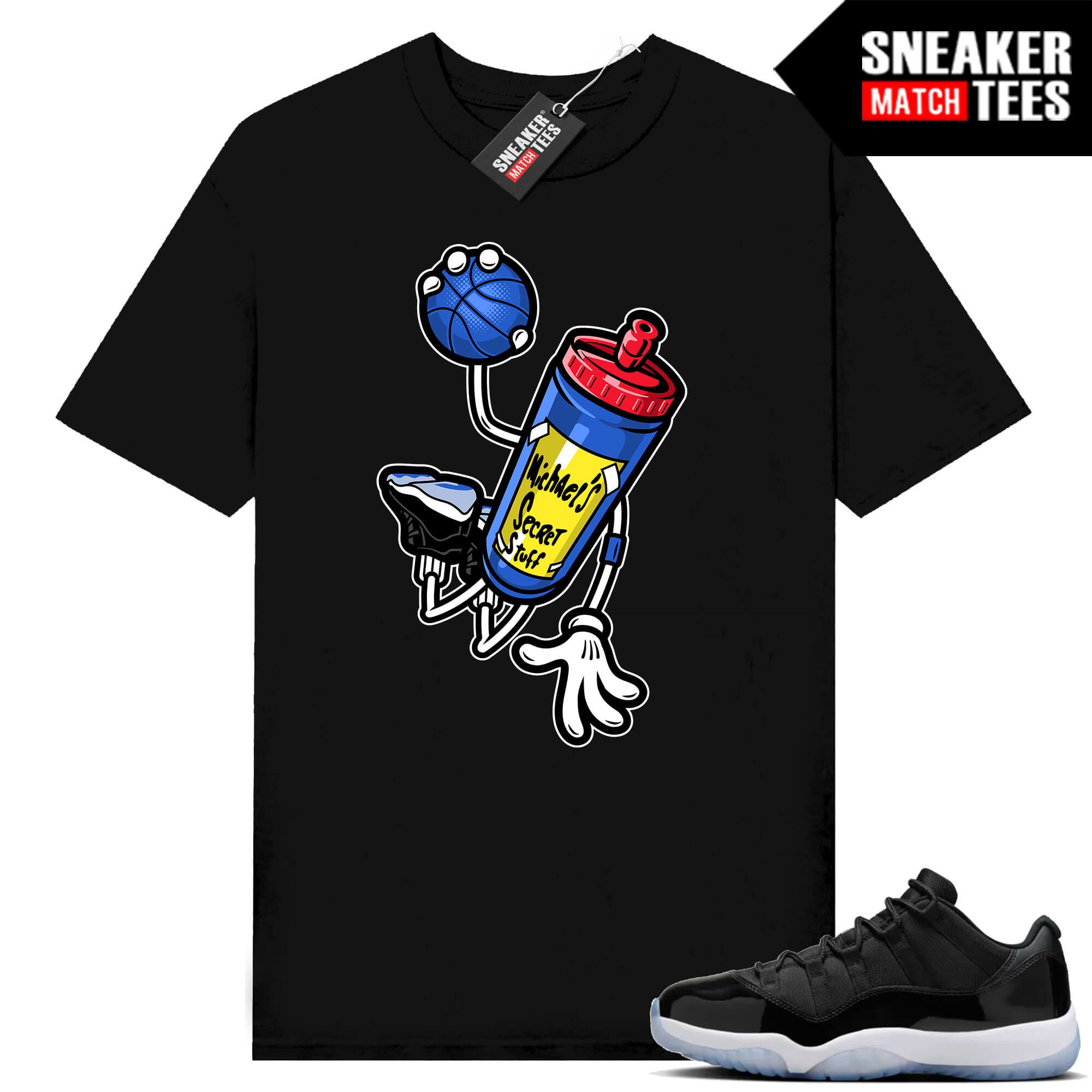 Space Jam 11 Low to match Sneaker Match Tees Black "Michaels Secret