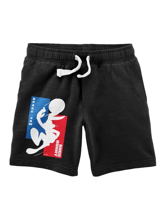 Space Jam (1996) Bugs Bunny Basketball Star Youth Black Lounge Shorts-Large