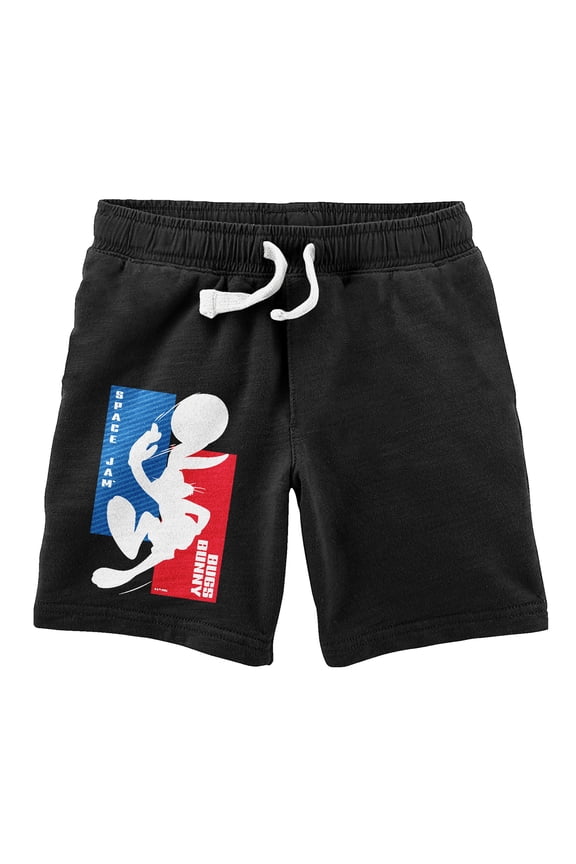 Space Jam (1996) Bugs Bunny Basketball Star Youth Black Lounge Shorts-Medium