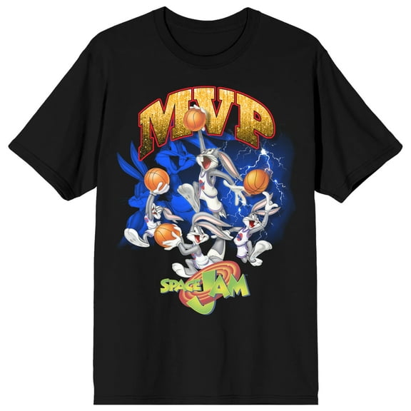 Space Jam (1996) Bugs Bunny MVP Men's Black Graphic Tee-3XL