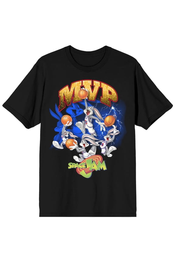 Space Jam (1996) Bugs Bunny MVP Men's Black Graphic Tee-XL