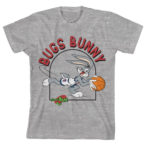 Space Jam 1996 Bugs Bunny with Logo Youth Boy's Athletic Heather T-Shirt-XL