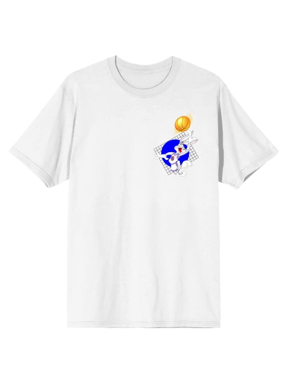 Space Jam 1996 Hoops & Toons Crew Neck Short Sleeve Men's White T-shirt-Large