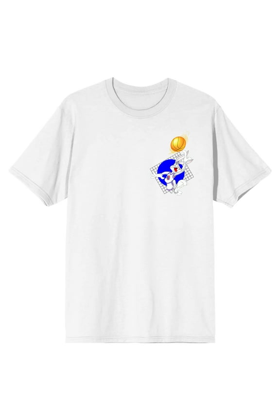 Space Jam 1996 Hoops & Toons Crew Neck Short Sleeve Men's White T-shirt-Medium